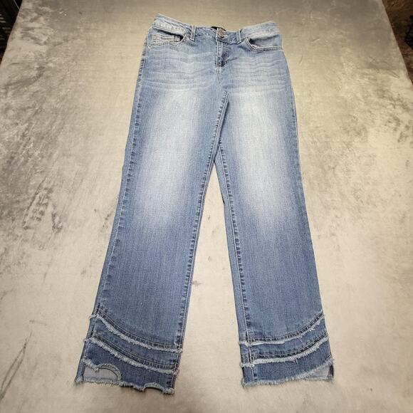 1822 Denim Denim - 1822 Denim Jeans‎ Womens 10 Blue Light Wash Straight Fringe Distressed Stretch